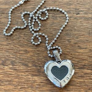 Super Horse Diamond Titanium Heart Pendant Necklace